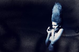 Avant garde beauty interpretation of an ice Queen with hair and make up by Clare Ardern.