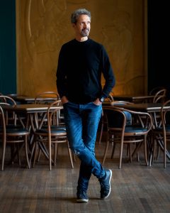 Mike Lindup, founder member of Level 42 photographed in the Philharmonic Hall in Liverpool.