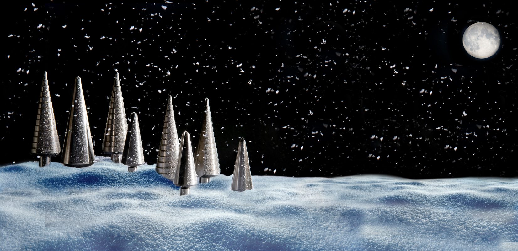 Reisser drill bits used to create a festive scene. Photography by Sara Porter