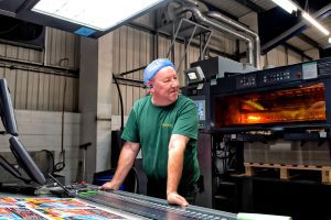 Worker in the Glossop Cartons factory.